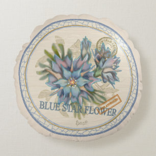 G Creation Office Blue-blomma Rund Kudde