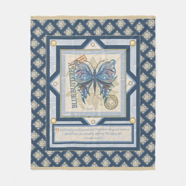 G Creation Office-fjäril Fleecefilt (Framsidan)