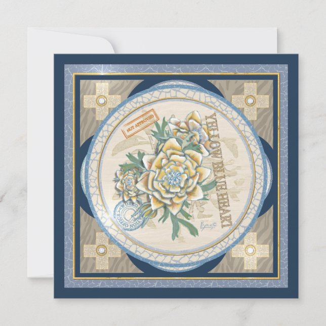 G Creation Office gul blomster tom kort (Framsida)