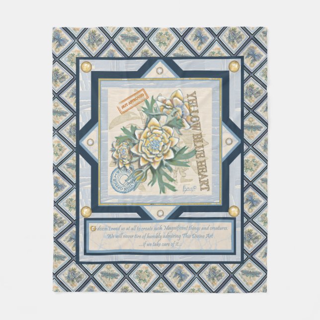 G Creation Office-gult-blomma Fleecefilt (Framsidan)