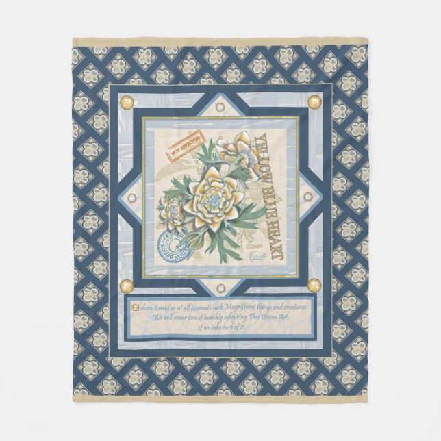 G Creation Office-gult-blomma Fleecefilt (Framsidan)