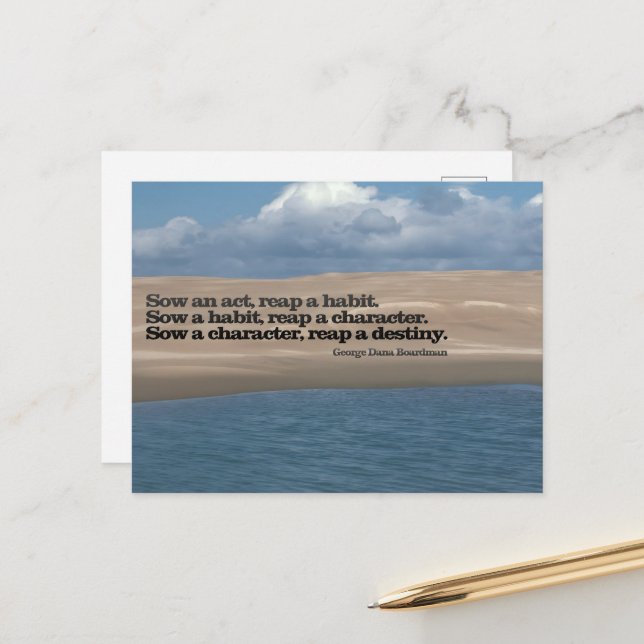 G. D. Boardman Inspirational Quote "Sow an act" Vykort (Fram/Back In Situ)
