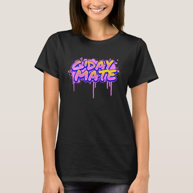 G day Mate Australia Vaporwave Aesthetic Glitch T Shirt (Framsida)