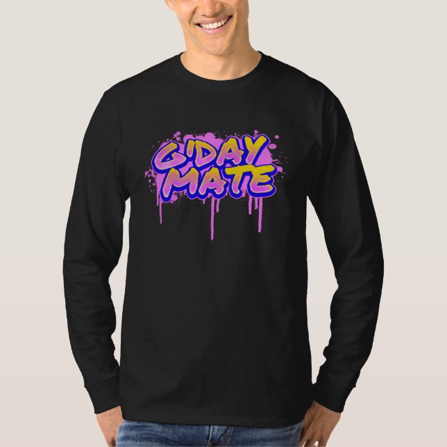 G day Mate Australia Vaporwave Aesthetic Glitch T Shirt (Framsida)