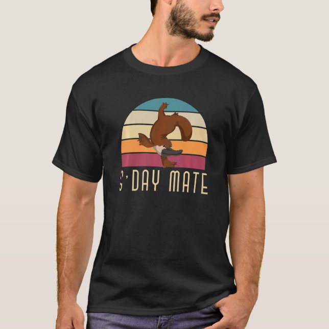 G Day Mate Platypus Aussie Animal Retro Australien T Shirt (Framsida)