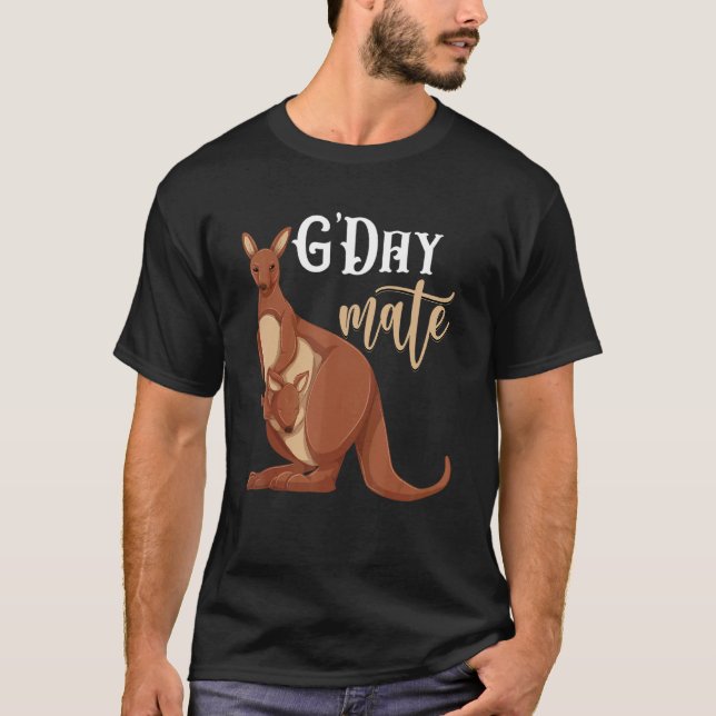 G Day Mate Zoo Animal Aussie Australia Kangaroo T Shirt (Framsida)