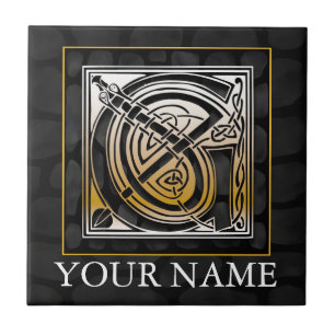 G "din kända" Monogram för Celticsvartstenen Kakelplatta