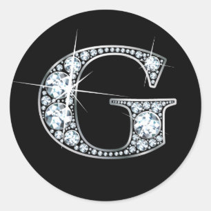 "G" Faux-"Diamond Bling"-märke Runt Klistermärke