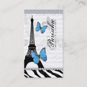 G för blått för fjärilsvisitkortParis Eiffel t Visitkort