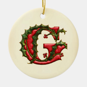 G för juljärnekMonogram Julgransprydnad Keramik