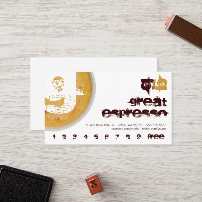 G - För kaffekopp för initialt brev Foamy Lojalitetskort (Fram/Back In Situ)