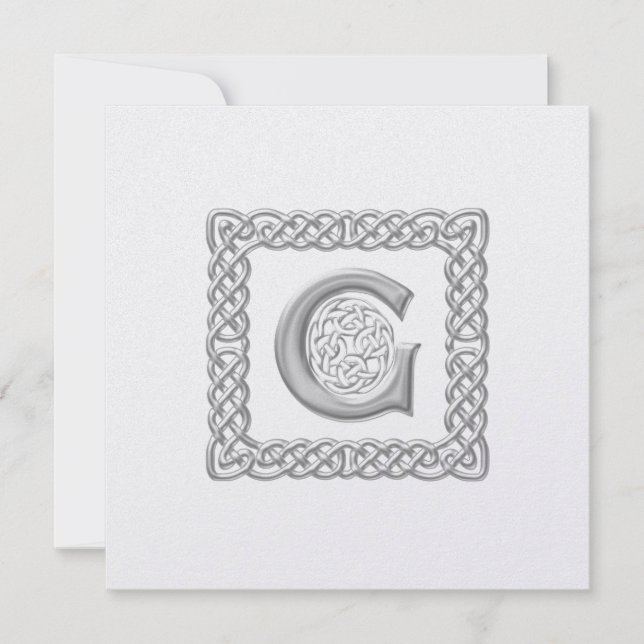 G för Monogram för metallisk bröllopinbjudan Inbjudningar (Framsida)