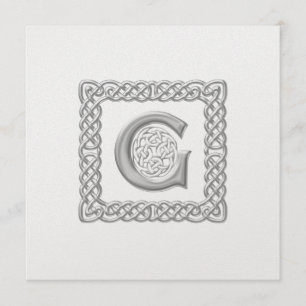 G för Monogram för metallisk bröllopinbjudan Inbjudningar