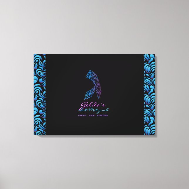 G - Gimel Hebrew Brev Bat mitzvah Sign-In Board Canvastryck (Framsida)