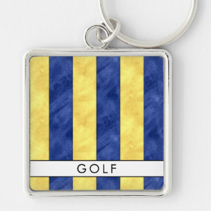 G Golf Nautical Signal Flagga + ditt namn Fyrkantig Silverfärgad Nyckelring