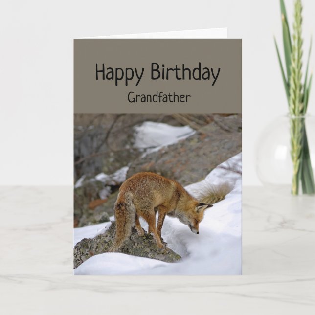 G Grandfather Wonderful Birthday Fox Animal Card Kort (Framsida)