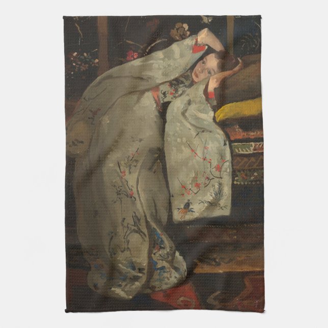 G.H. Breitner flicka i en vitKimono - konst Kökshandduk (Vertikal)