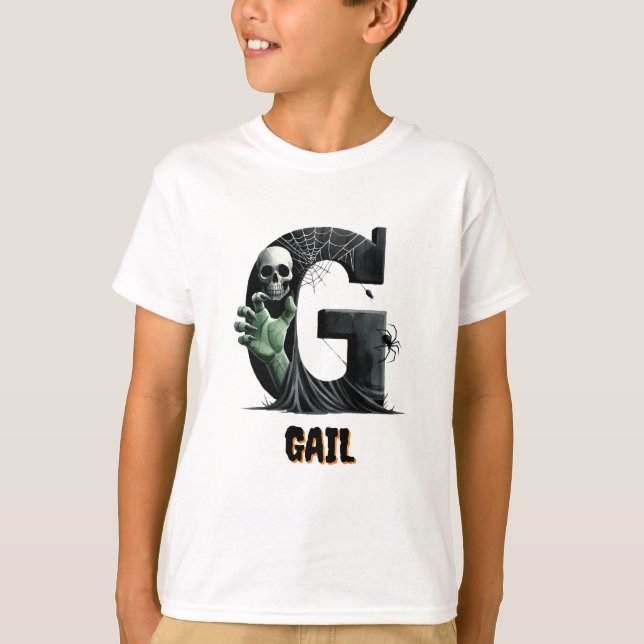 G Initial Bus eller godis Halloween T Shirt (Framsida)