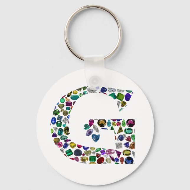 G Initial Gemstone-design Nyckelring (Framsida)