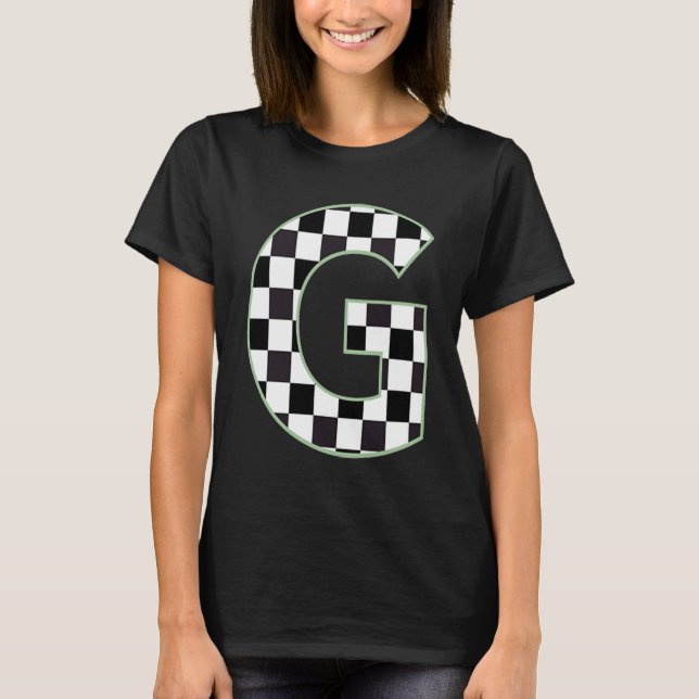 G Inledande monogram svart och vit kontrollpanel T Shirt (Framsida)