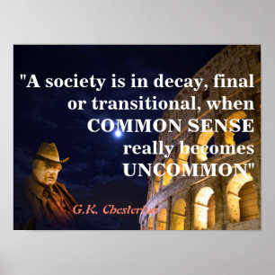 G.K. Chesterton-citat om ett samhälle på decay Poster