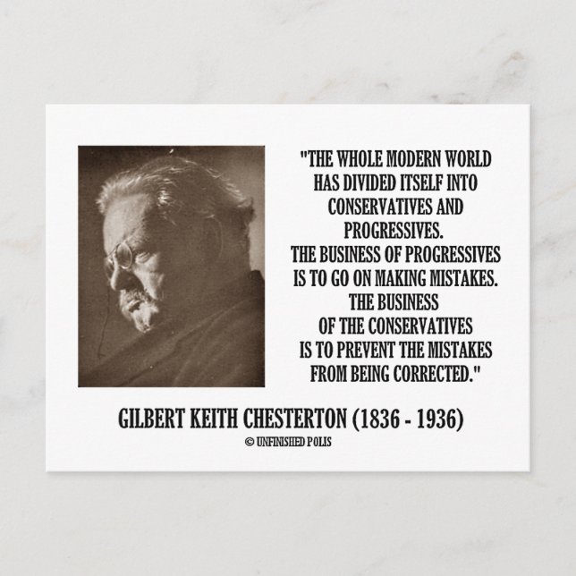 G.K. Chesterton Konservativ Progressives Mistake Vykort (Framsida)