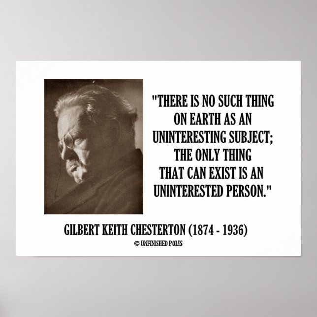 G.K. Chesterton Ointressant Subjekt ointresserad Poster (Framsidan)