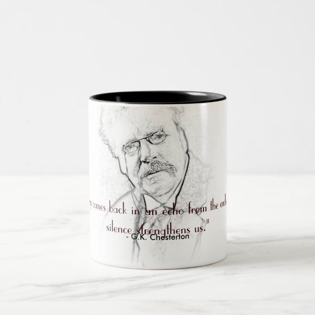 G.K. Chesterton på tystnad Två-Tonad Mugg (Center)