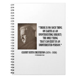 G.K. Ointresserat Chesterton ointressant subjekt Anteckningsbok Med Spiral