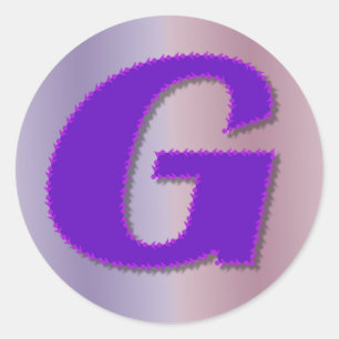 G lila monogram runt klistermärke