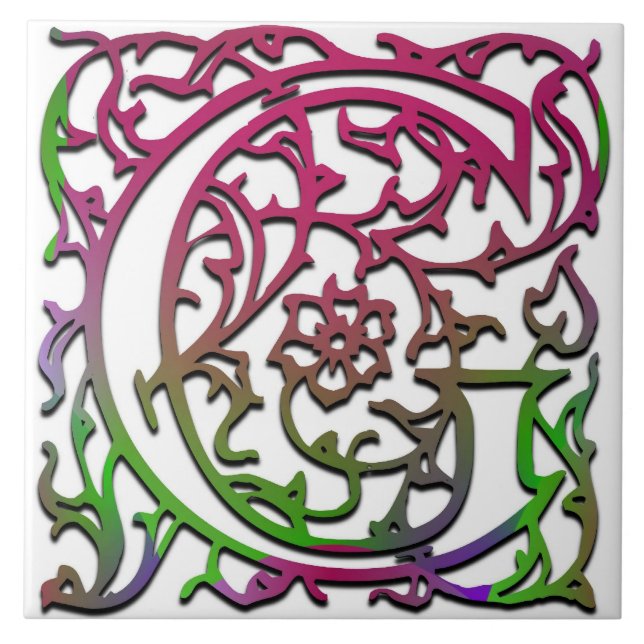 G Monogram "Besque Garden" keramiskt plattor Kakelplatta (Framsidan)