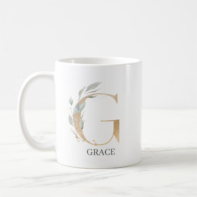 G Monogram-Blommigtens Personlig Kaffemugg (Vänster)