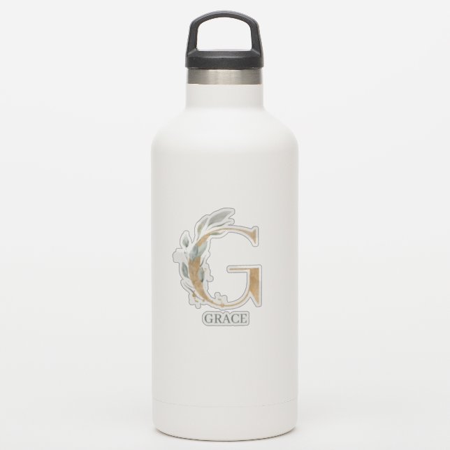 G Monogram-Blommigtens Personlig Klistermärken (Vattenflaska)