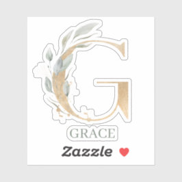 G Monogram-Blommigtens Personlig Klistermärken