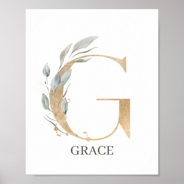 G Monogram-Blommigtens Personlig Poster (Framsidan)
