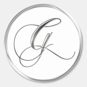 G Monogram Brev Slever på vit Bröllop säl Runt Klistermärke