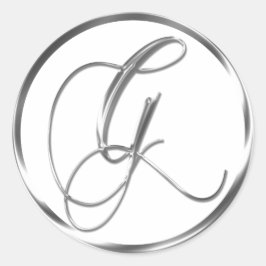 G Monogram faux Silver kuvert eller försegling Runt Klistermärke