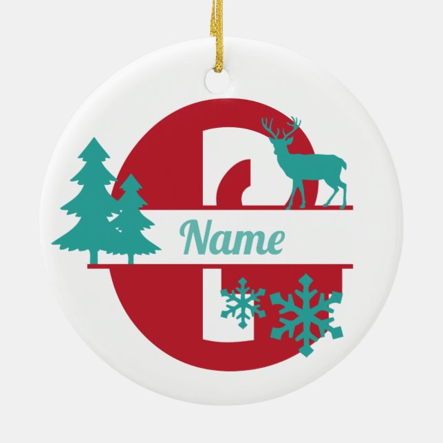 G Monogram Första jul Träd Ornament vid jul (Baksidan)