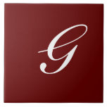 G Monogram Initial White på måndag Kakelplatta<br><div class="desc">Classic White Brev Monogram på Mörk Red Background,  G.</div>