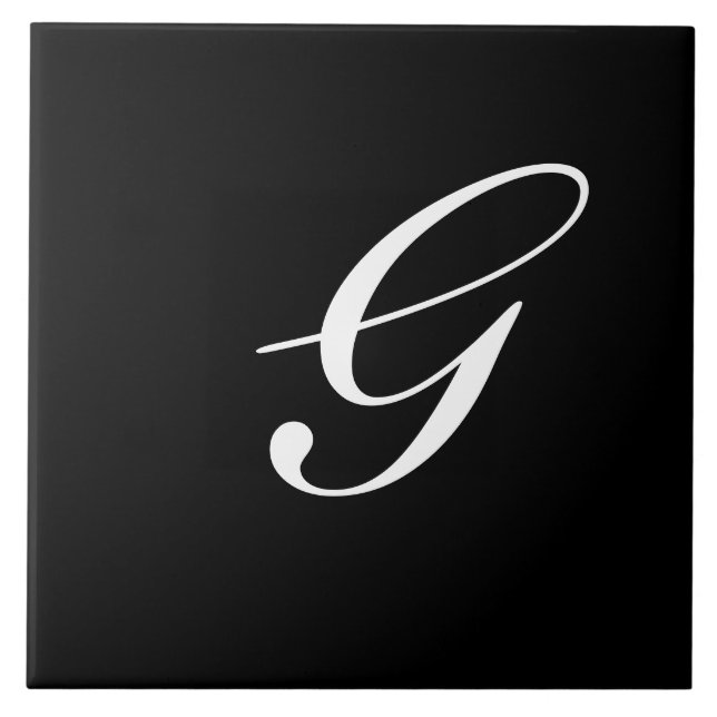 G Monogram inledande vit på svart Kakelplatta (Framsidan)