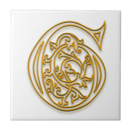 G Monogram "Irish Guld" Ceramic Tile Kakelplatta