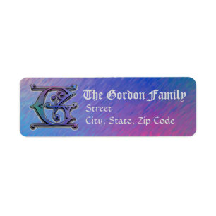 G Monogram"Old World Blue"-Adressetiketter Returadress Etikett