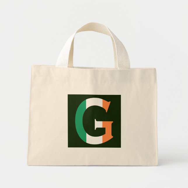G-monogram överlagrat på irländsk flagga ttt mini tygkasse (Framsidan)