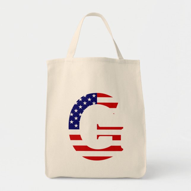 G Monogram överlagt på USA flagga gtcent Tygkasse (Framsidan)