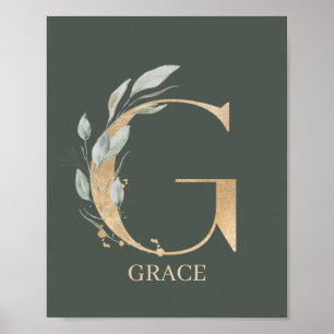 G Monogram-Personlig för Blommigt Poster
