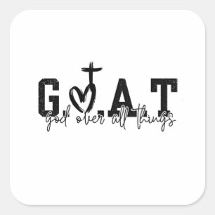G.O.A.T Gud över hela Sak Christian Jesus Fyrkantigt Klistermärke