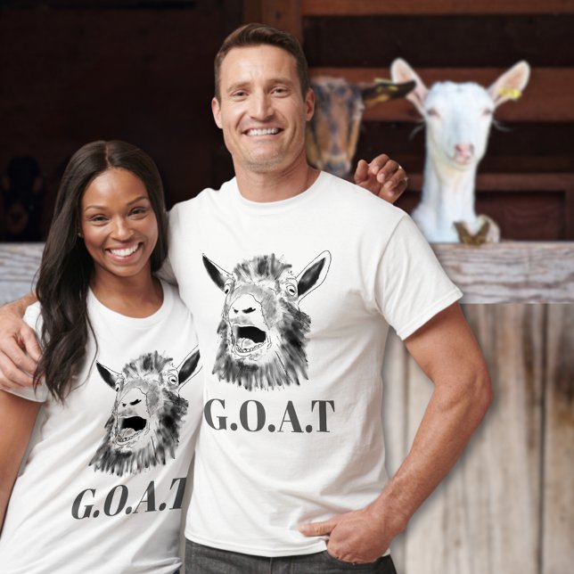 G.O.A.T. Lönsamt skrikande Goat Teckning-citat T Shirt (G.O.A.T greatest of all time quote funny screaming goat animal art T-shirt )