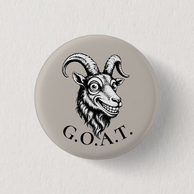 G.O.A.T. Roligt Ansikte Knapp (Framsida)
