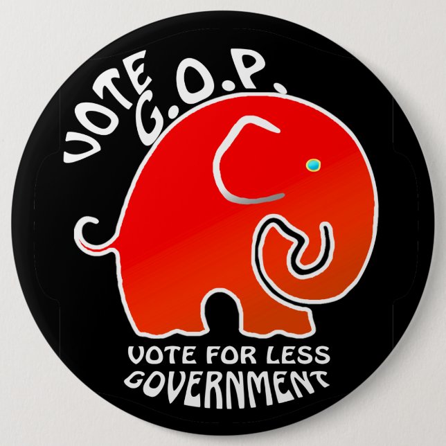 G.O.P. Elephant Less Government (Button) Knapp (Framsida)