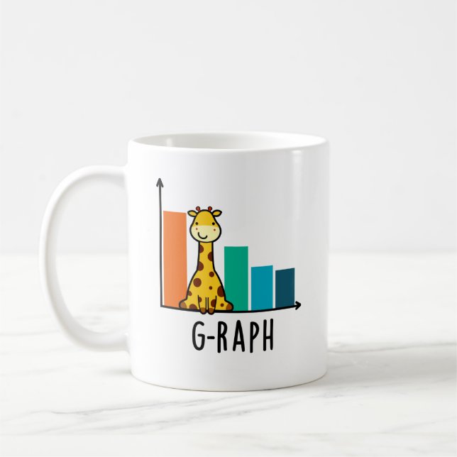 G-raph Funny Giraffe Graph Pun Kaffemugg (Vänster)